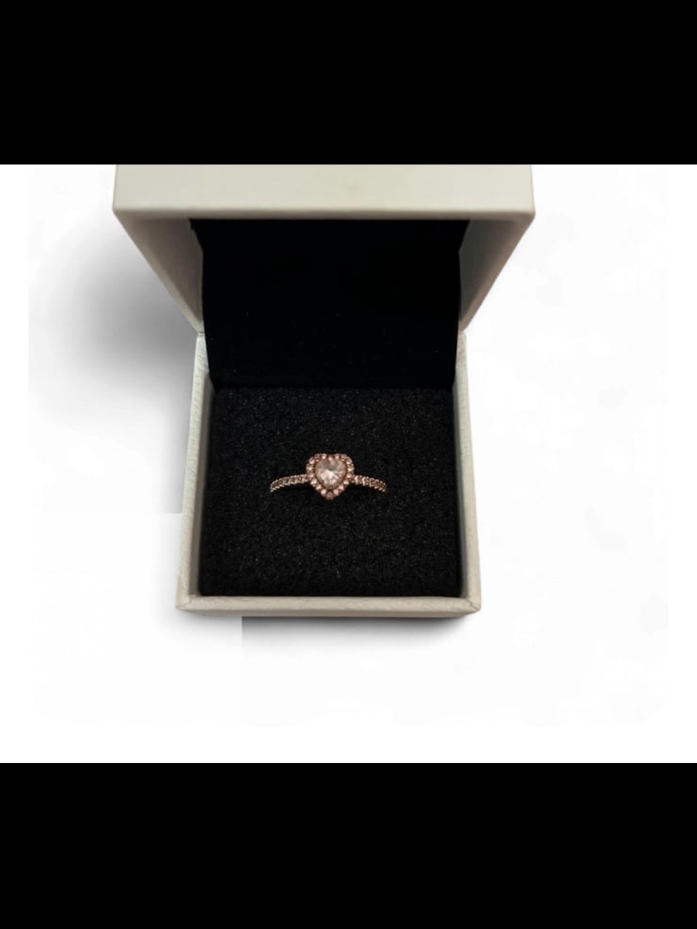 Pandora Rose Gold Heart Halo Ring with Center Stone Size 7.5